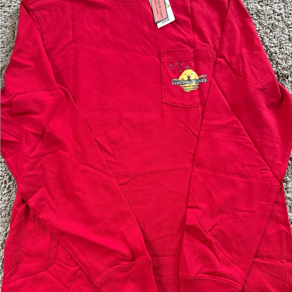 Vineyard Vines Kids Bright Red Long Sleeve Tee